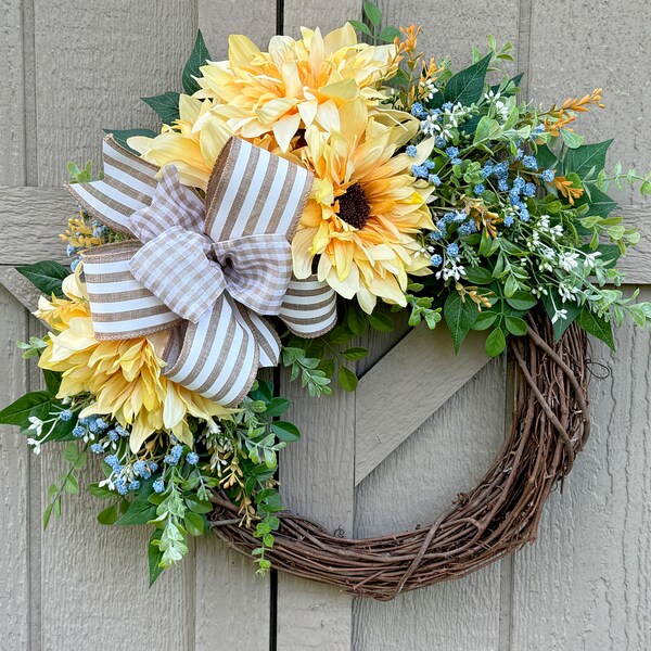 Sunflower Wreath / Summer Wreath / Front Door Wreath / Wildflower Wreath