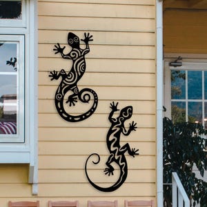 Metal Gecko Wall Sculpture, Lizard Metal Wall Decor, Garden Wall Decor, Extra Large Metal Gecko Wall Art, Entryway Wall Art, Reptile Decor