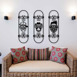 Décoration murale skateboard, plaque en métal skateboard, décoration d'intérieur pour les amateurs de skateboard, décoration de chambre d'ado, cadeau sympa pour garçon, tenture murale de chambre de skateur