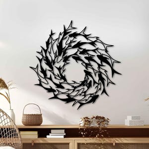 Fish Metal Wall Art, School of Fish Decor, Flock Of Fish Sign, Large Nautical Wall Art, Marine Themed Interior Decor, Housewarming Gifts