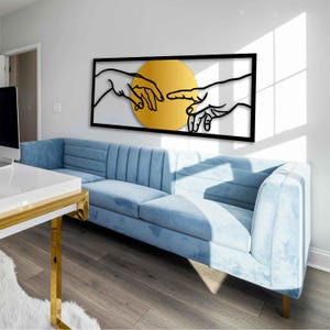 Creation of Adam Metal Wall Art, Renaissance Wall Decor for Living Room & Office, Michelangelo Metal Wall Decor, Modern Wall Sculpture