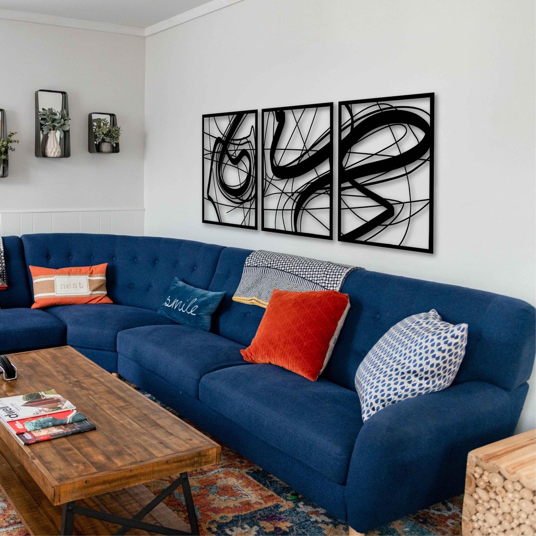 Abstract Metal Wall Art Decor, 3 Pieces Modern Wall Art, Minimalist ...