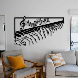 Piano Metal Wall Art, Piano Themed Art, Music Wall Decor, gift for music lovers, Musical Luxury Studio Decor, Piano Gifts, Music Instrument