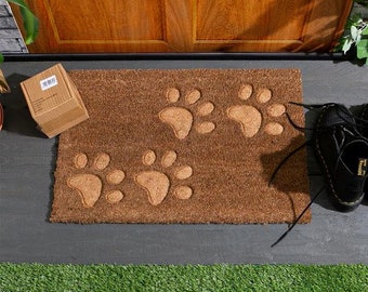 Dog Lovers Paw deurmat van kokosvezel met reliëf 60 cm x 40 cm - Welcome Home