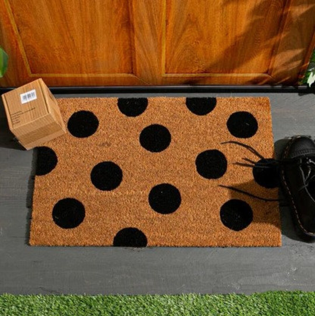 Tan And Black Polka Dot Floor Mat main image 1