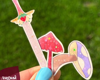 Pegatinas de setas con espadas de dragón de fantasía, calcomanías de vinilo holográficas brillantes