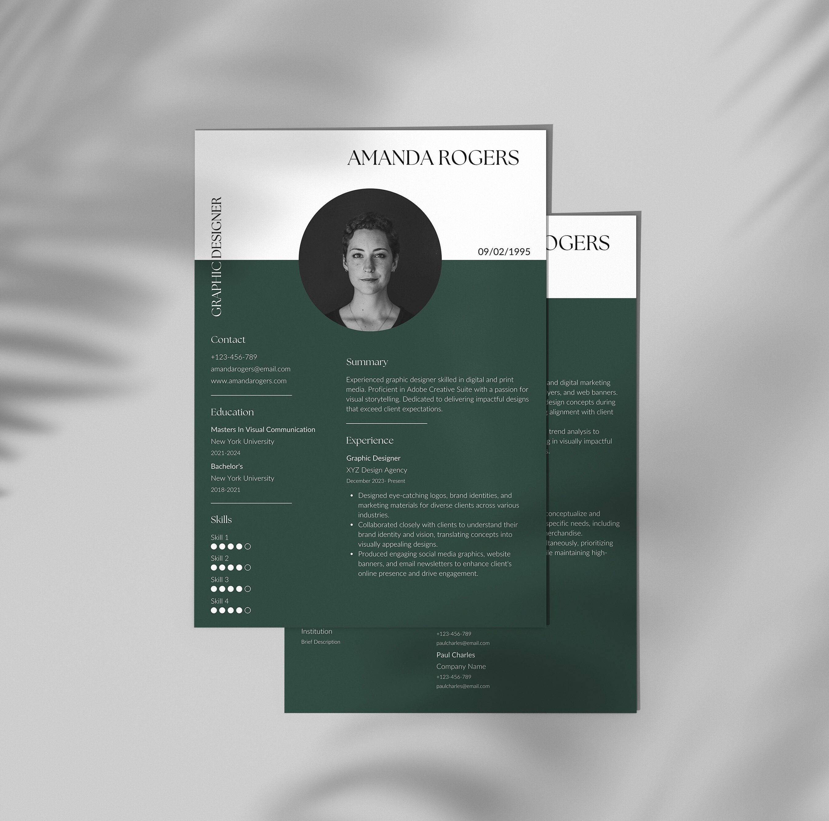 Professional Resume Template Canva With Cover Letter, 1 Page Cv ...