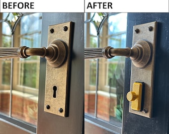 Draughty keyhole - 1 x Gold coloured Wind Stopper thumbturn screw traditional key lock covers prevent drafts. Fitted by hand no tools needed