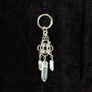 ROSE Stainless Steel Chainmail Spike Cross Boot Charm Chain Bag Charm Keychain