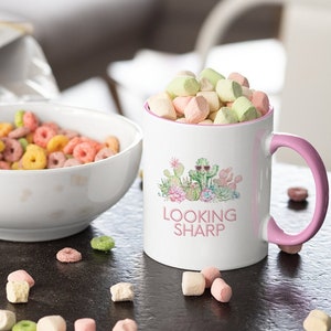 Tasse à café calembour plante drôle bicolore, amateur de cactus, cadeau pour amateur de plantes, tasse drôle pour café et thé, tasse mignonne