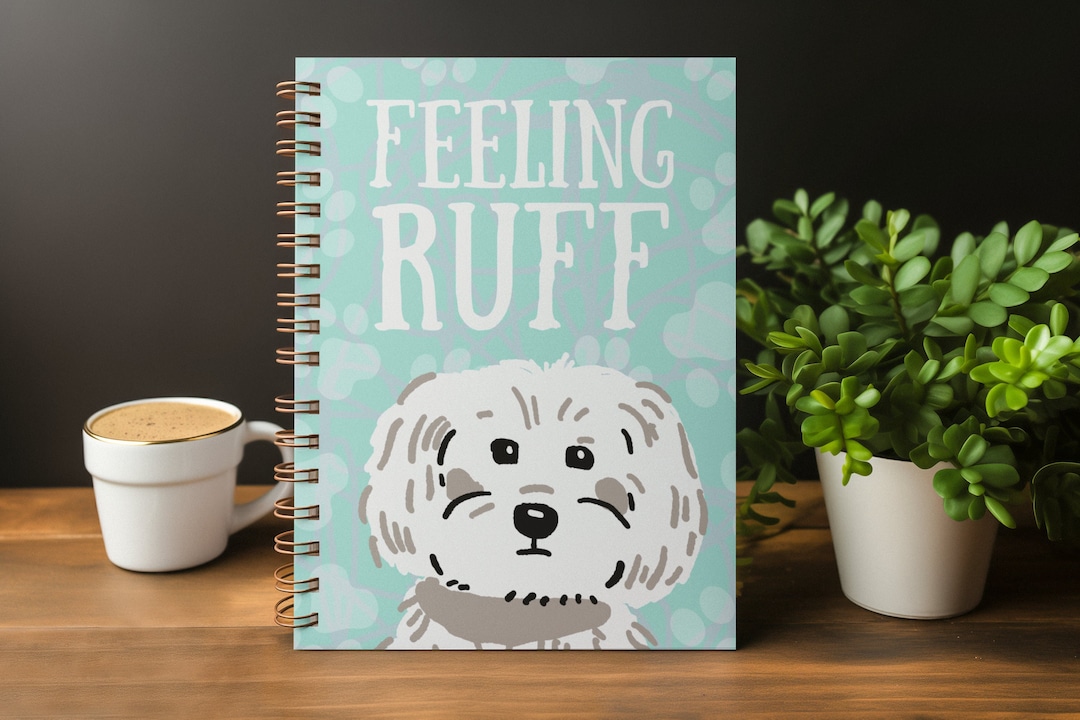 Cute Ruff Ruff Word Feeling Ruff Cute Dog Notebook, Funny Dog Pun Lined Journal, White Dog ...