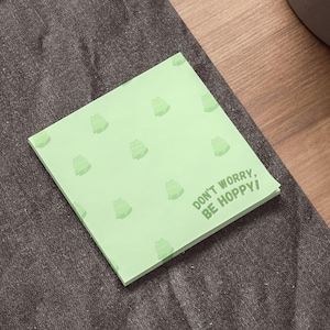 Maak je geen zorgen, wees hoppig! Plaknotities, schattige post-it® kikker kikker, notitieblok groene kawaii kikker, plaknotitieblok Be Happy woordspeling