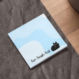Funny Black Cat Sticky Notes, Live Laugh Loaf Pun (Post-it®)