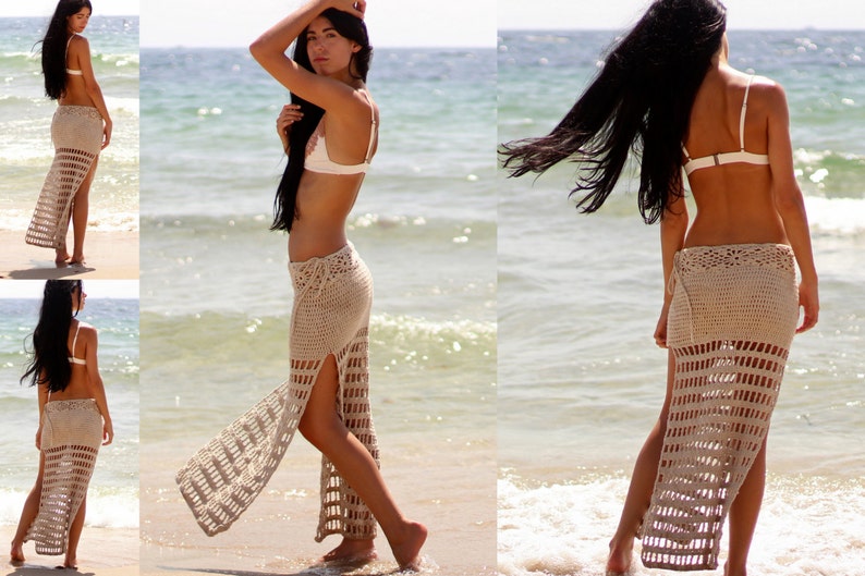 festival clothing crochet maxi skirt,side slit beach party maxi skirt double slit open knit maxi skirt MAXI SKIRT with slits Boho skirt