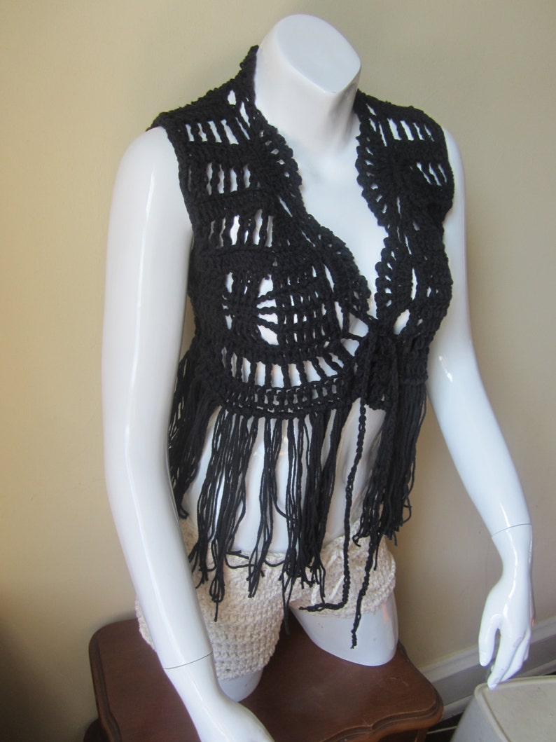 CROCHET VEST Crochet Fringe Vest cropped Festival Etsy