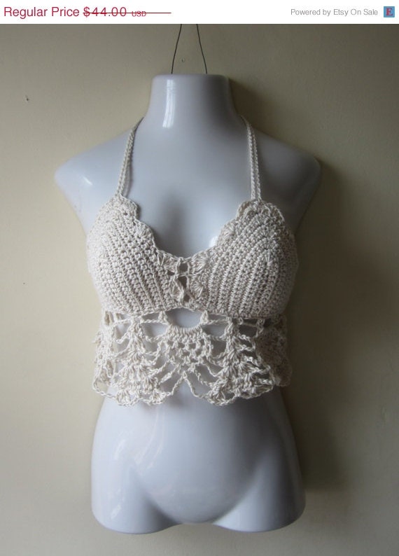 Items similar to crochet halter top, cropped top, Crochet bikini cover ...