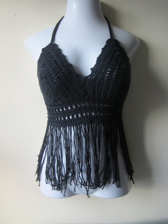 crochet fringe halter top