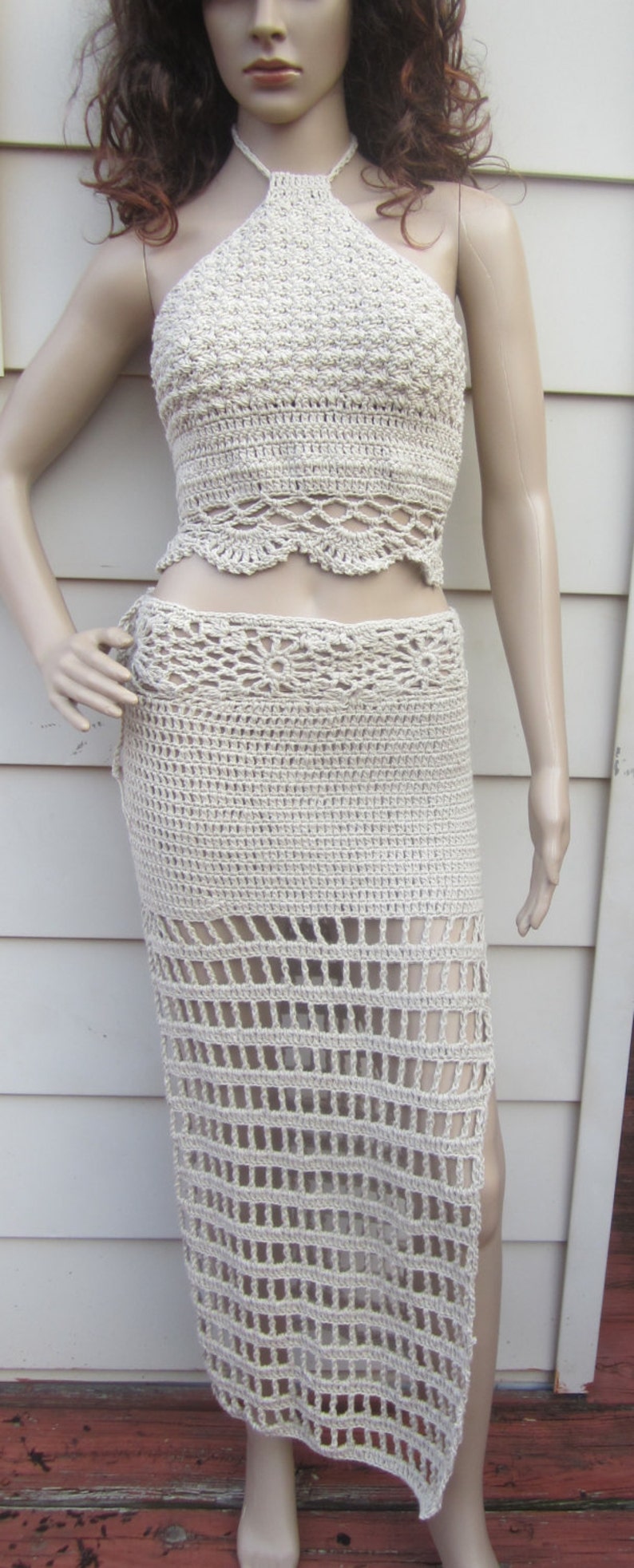 festival clothing crochet maxi skirt,side slit beach party maxi skirt double slit open knit maxi skirt MAXI SKIRT with slits Boho skirt