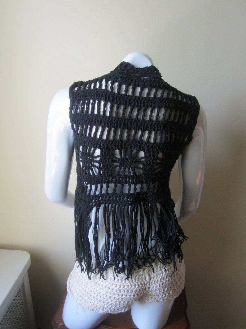 CROCHET VEST Crochet Fringe Vest cropped Festival Etsy