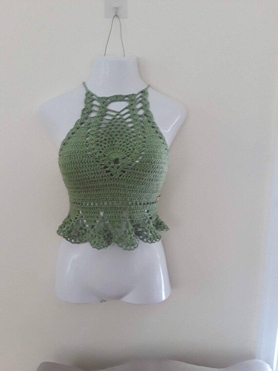 edm crochet bikini top crochet halter top crochet crop top festival clothing boho crochet top Crochet hippie top Crochet festival top