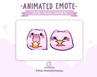 Kawaii spooky halloween cat emote for twitch - discord / Cute animated chibi purple ghost cat emote / kawaii animated emote for stream
