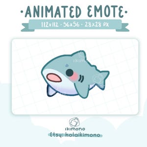 Animated shark emote / Cute animated blue shark emote for twitch - discord / kawaii shark emote / 3 sizes instant download
