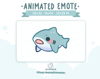 Animated shark emote / Cute animated blue shark emote for twitch - discord / kawaii shark emote / 3 sizes instant download