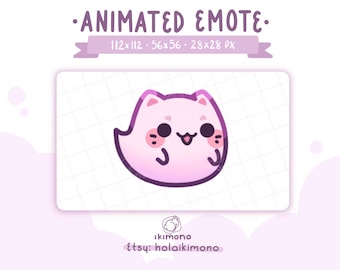 Cute animated chibi purple ghost cat emote / kawaii spooky halloween cat emote for twitch - discord / kawaii animated emote for stream