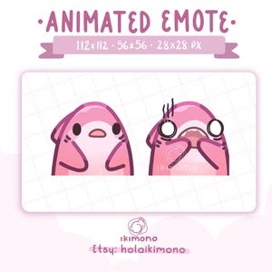 Adorable animated pink shark emote / kawaii cute pink scared shark emote for twitch-discord / 3 sizes instant download
