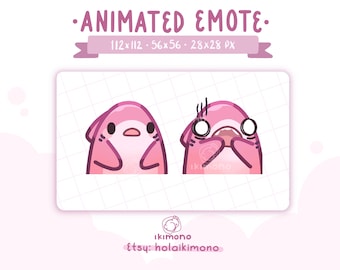 Adorable animated pink shark emote / kawaii cute pink scared shark emote for twitch-discord / 3 sizes instant download