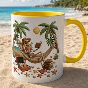 Im Booked For The Summer Mug, 3D Inflated Book Lover Coffee Cup, Beach Reader Mug, Vacation Reading Mug, Booktok Gift
