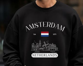 Amsterdam City Skyview Sweatshirt Holland sweatshirt Dutch Sweater Netherlands Top Amsterdam Travel Sweater Dutch Gift Holland Sweatshirt