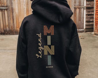 Personalized Kids Hoodie, Legend Mini Hoodie, Custom Name Kids Hoodie, Matching Family Hoodie, Retro Kids Back Print Hoodie