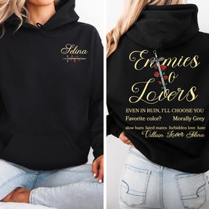 Enemies to Lovers Hoodie Romance Reader Sweatshirt Custom Morally Grey Gift Book Lovers Top Cozy Bookish Aesthetic with Name personalization