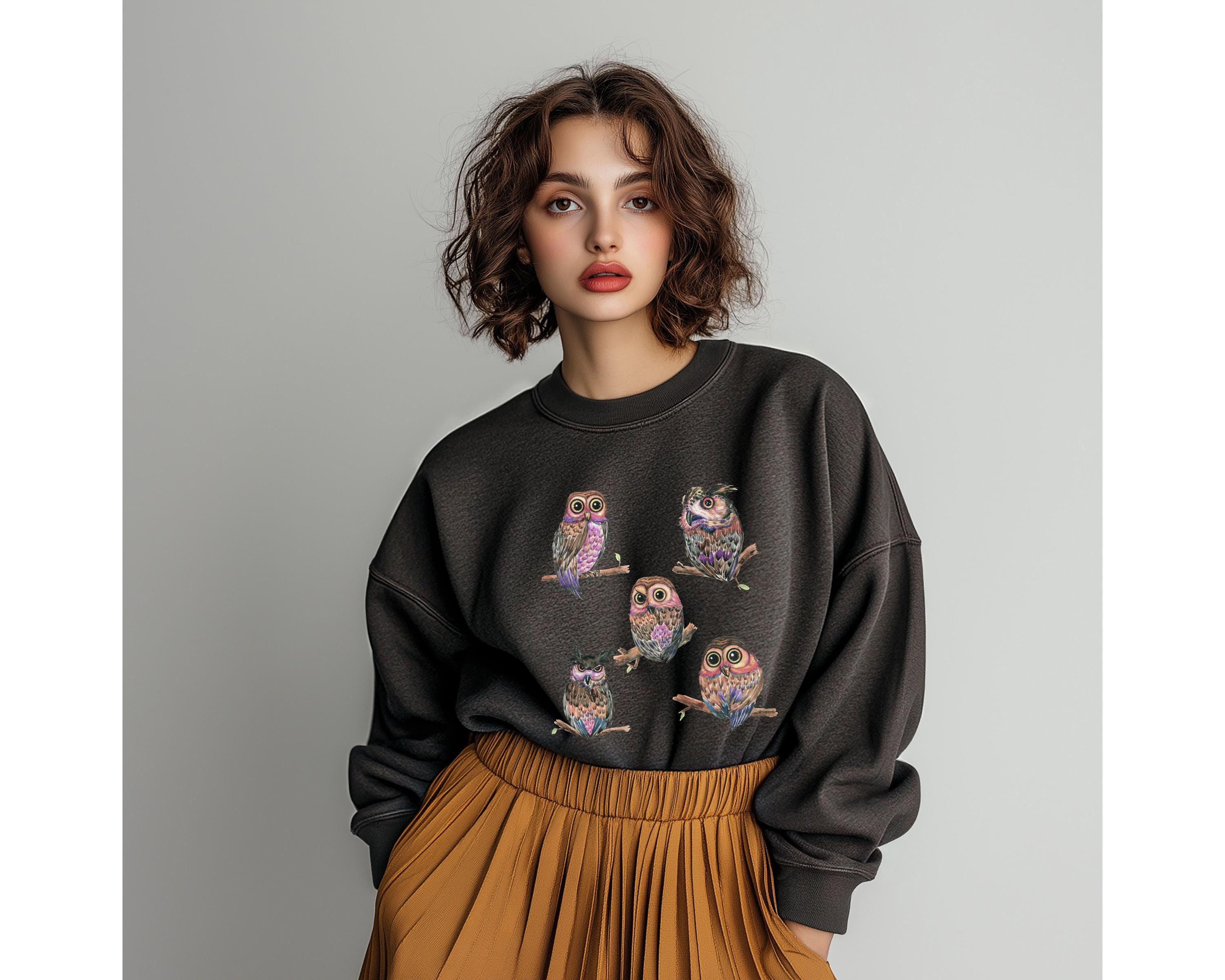 Whimsical Owl Crewneck Sweatshirt, Cozy Sweatshirt for Nature Lovers, Ideal Gift for Owl Enthusiasts