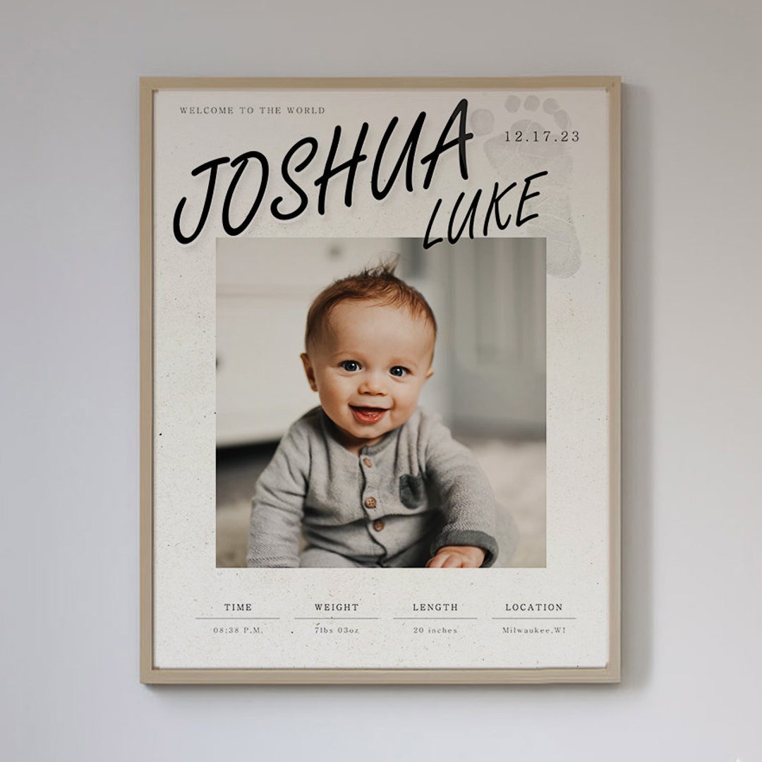 Birth Stats Art Print, Personalized Newborn Poster, New Baby New Mom ...