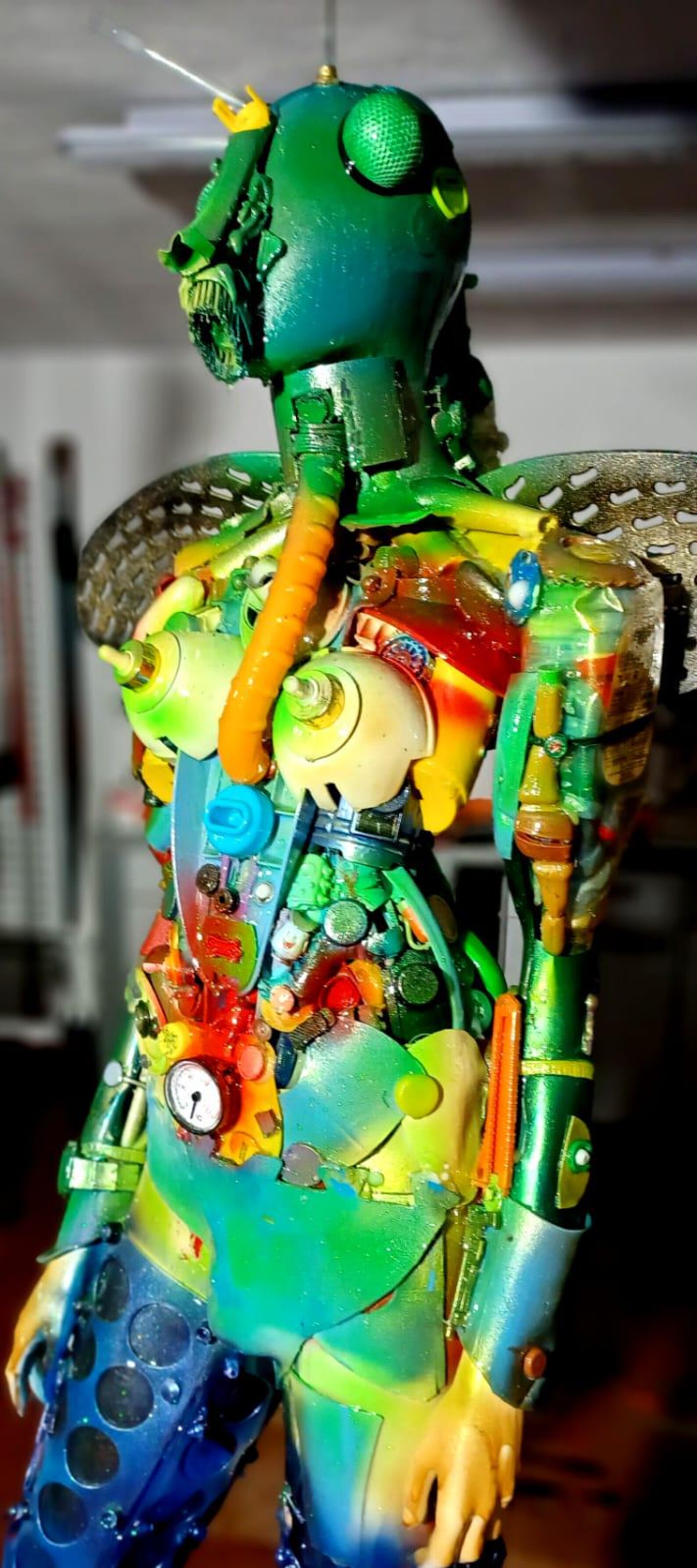 Grand Robot Lumière – Création Unique Upcycling En Tôle – Neuf