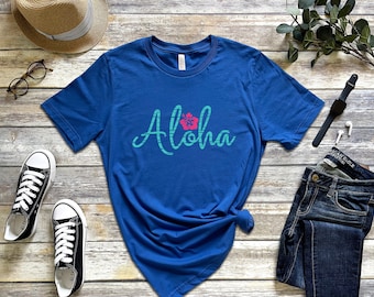 アロハ、Tシャツ、サマーシャツ、ビーチシャツ、彼女へのギフト、レディースシャツ、サマーバイブス、ママシャツ、ハワイアンシャツ、アロハシャツ、トレンディなTシャツ