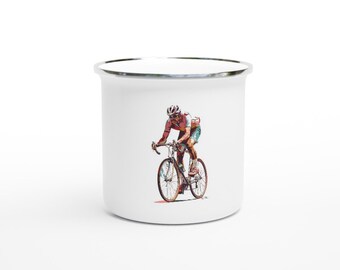 Enamel Cyclist Coffee Mug - Retro Series 4 (Giro Special)