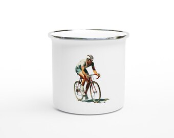 Enamel Cyclist Coffee Mug - Retro Series 1