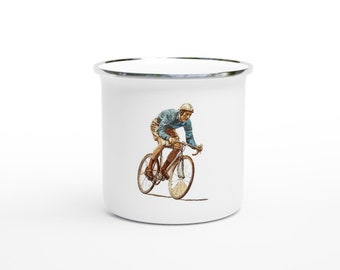 Enamel Cyclist Coffee Mug - Retro Series 2