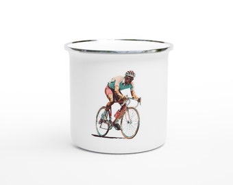 Enamel Cyclist Coffee Mug - Retro Series 5 (Giro Special)