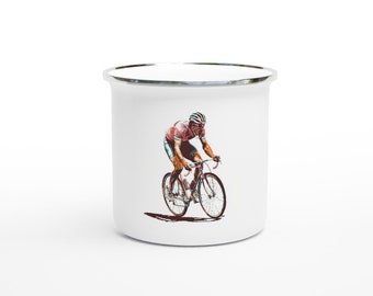 Enamel Cyclist Coffee Mug - Retro Series 6 (Giro Special)