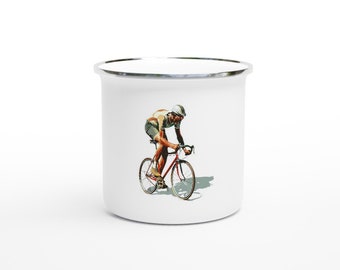 Enamel Cyclist Coffee Mug - Retro Series 3