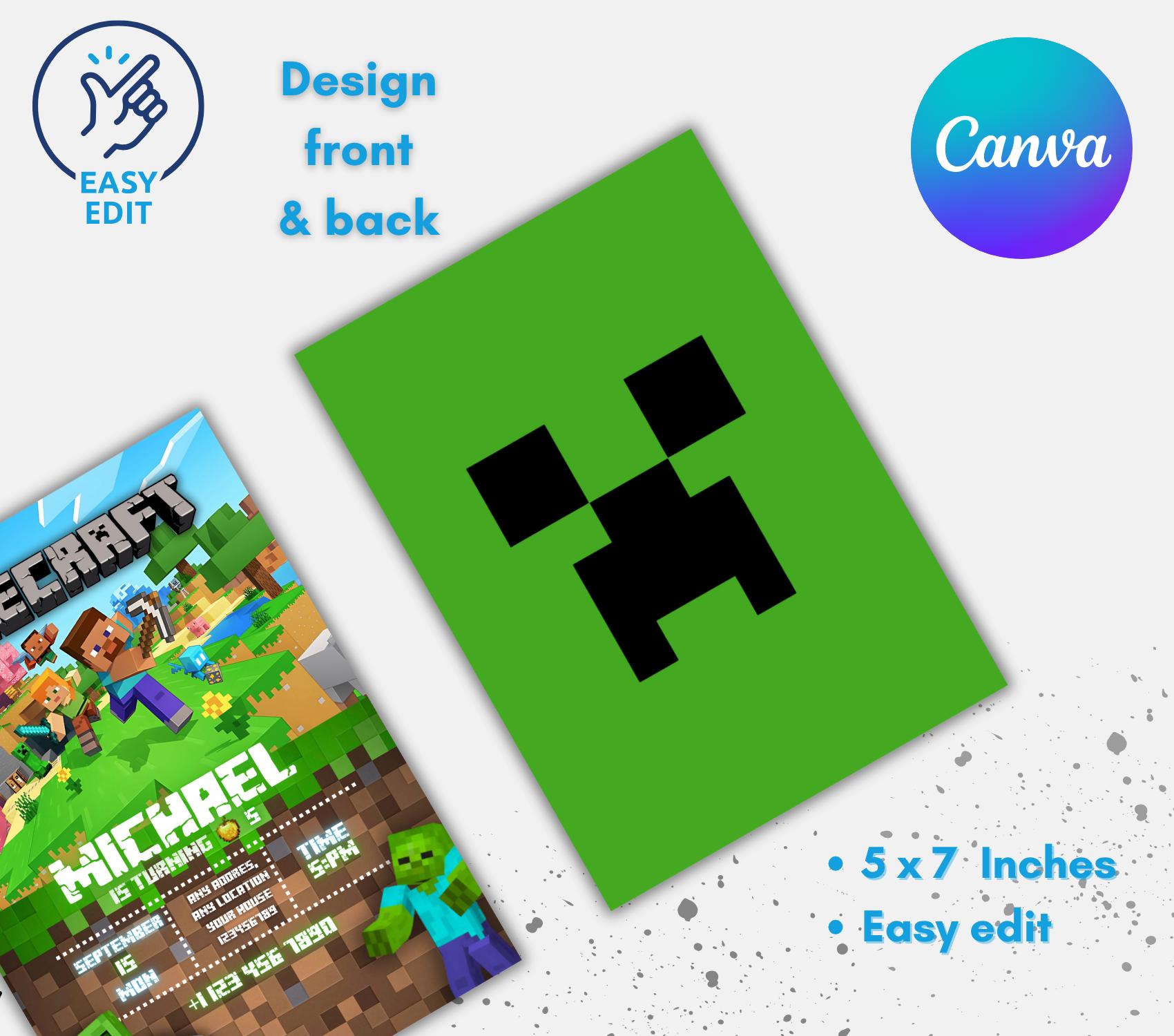 Editable Minecraft Birthday Invite