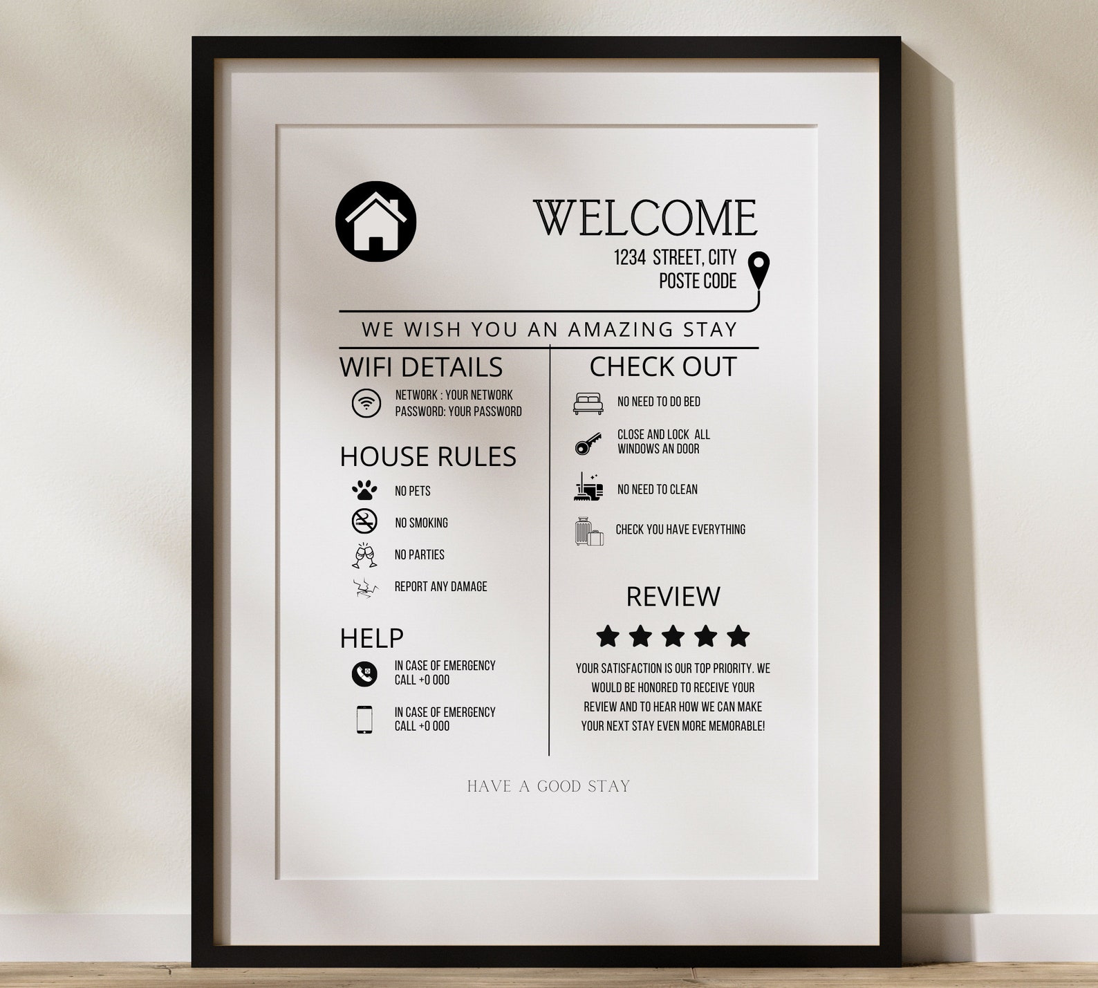 Welcome Sign for Airbnb Host, Printable, Airbnb Sign, Guest Check-in ...