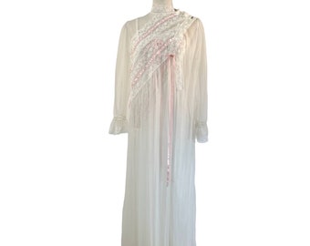 Vintage 80s Gilead Sheer Mesh Lingerie Set Night Gown Bridal Nylon