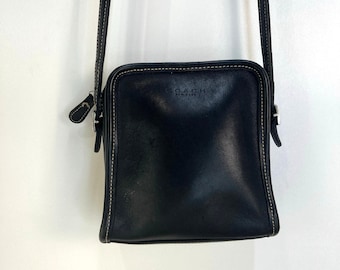 Vintage Coach Bellini Zip Bag Black Leather Purse Women's Handbag