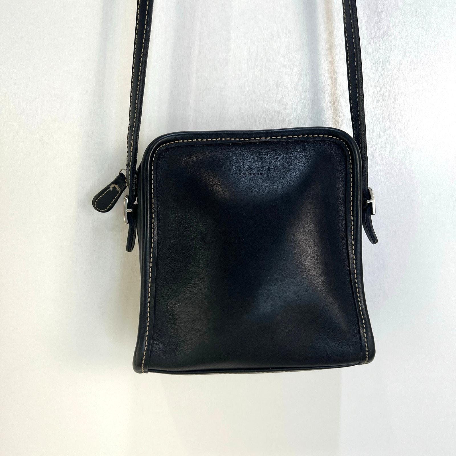 Vintage Coach Bellini Zip Bag Black Leather Purse Women's Handbag