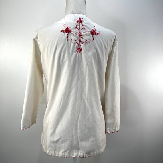 Handmade Embroidered Floral Blouse Bell Sleeves W… - image 8